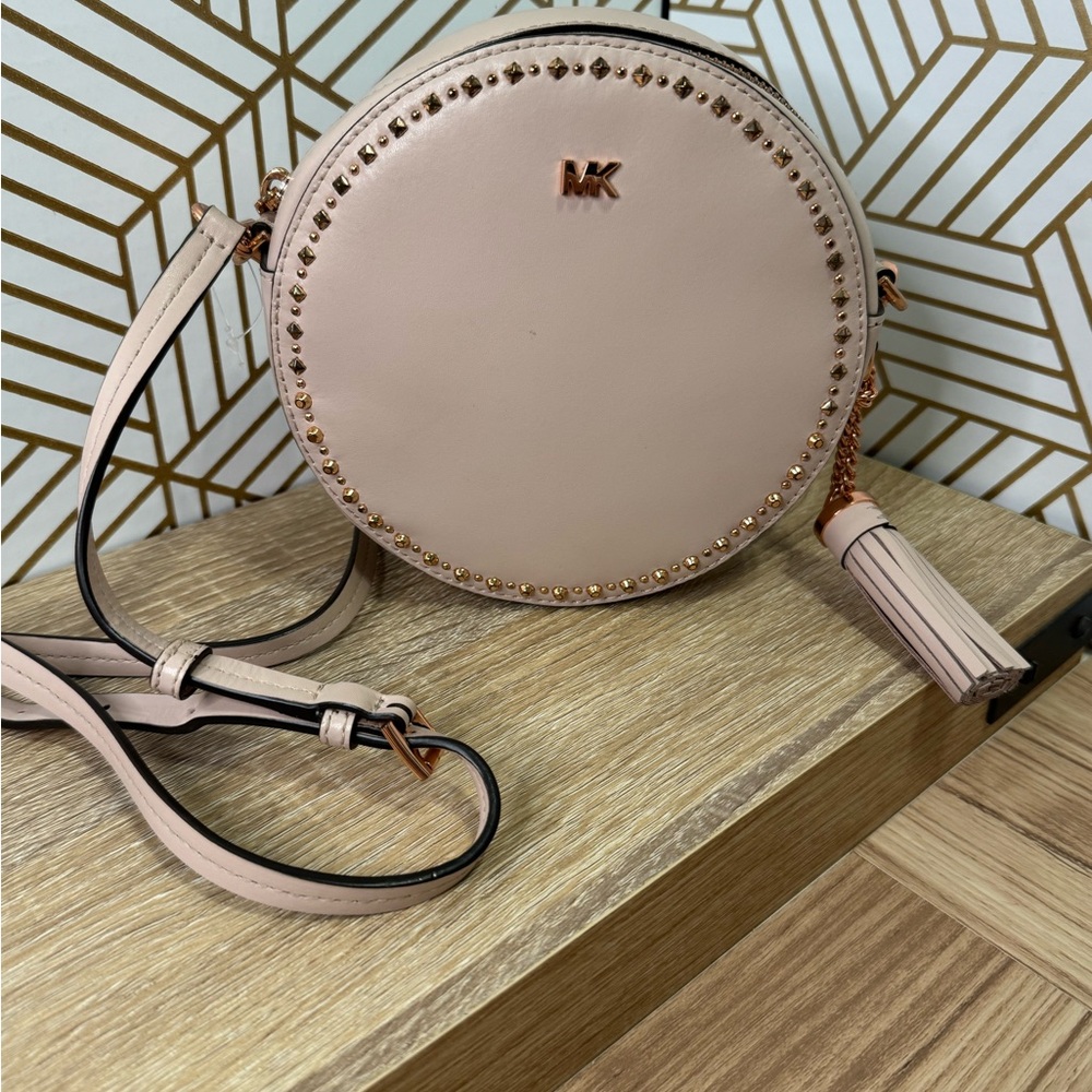 Michael Kors Blush Pink Round Crossbody Bag with tassel